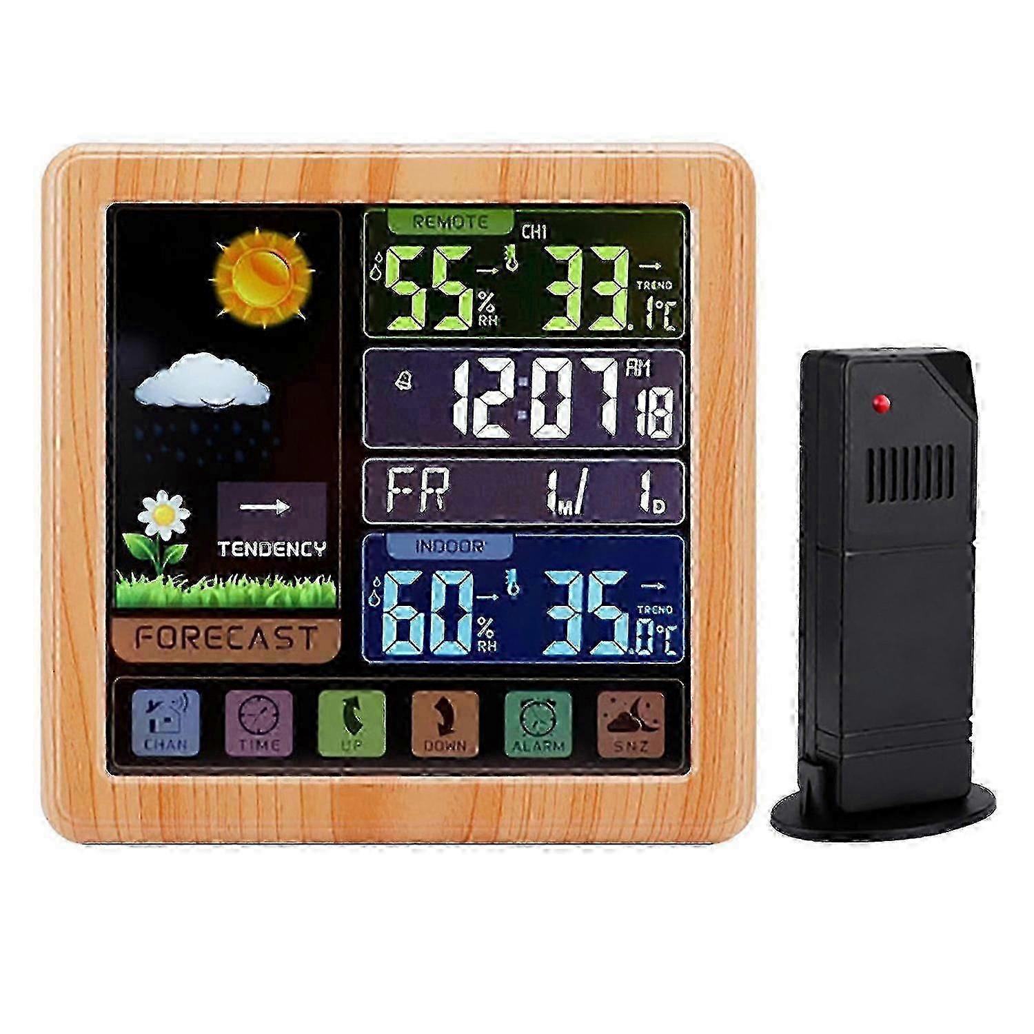 6.1 Inch Color Display Thermometer Hygrometer With Sensor 24-hour Clock Yellow