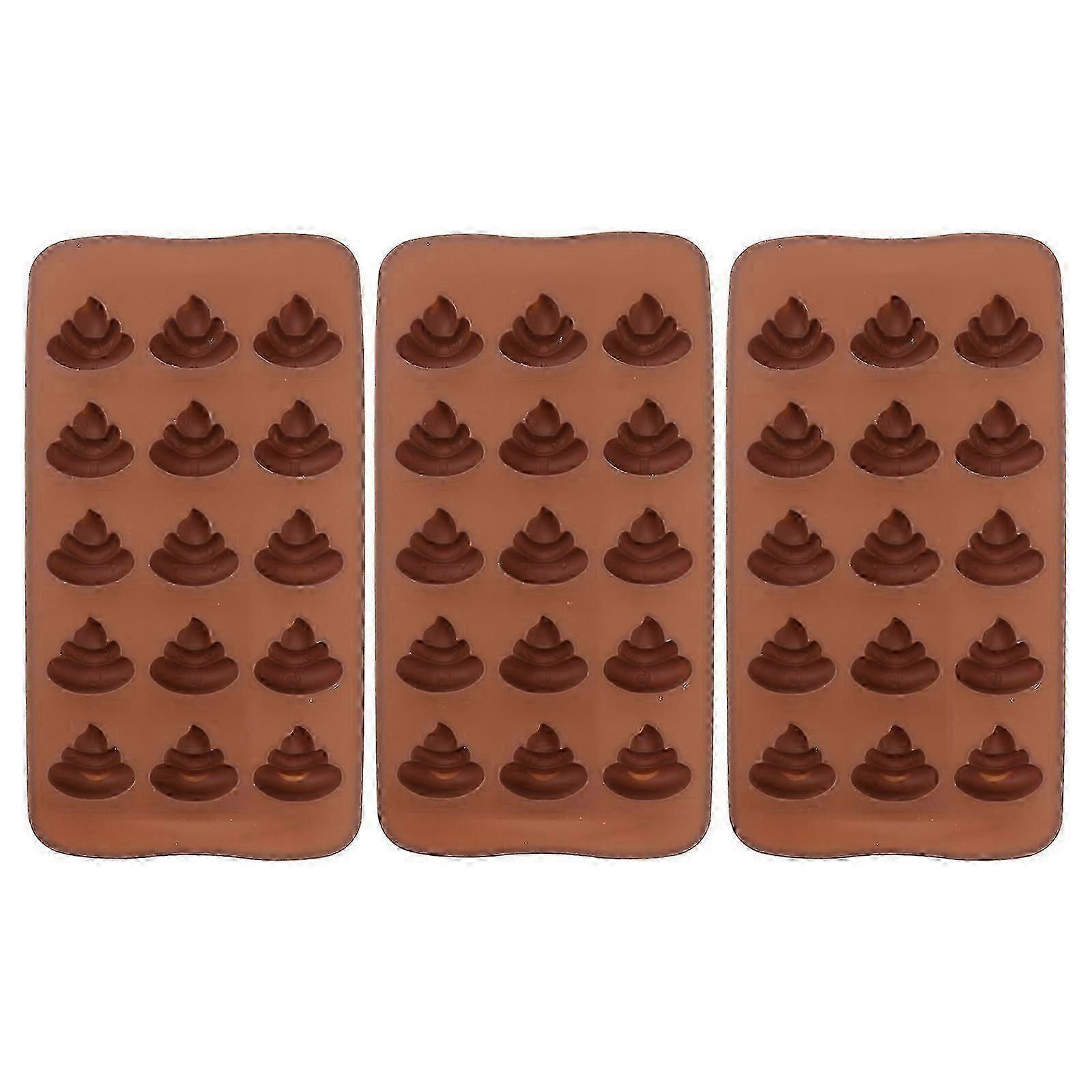3pcs 15 Even Funny Poop Candy Molds Silicone Baking Molds Stool Ice Cube Candy Dessert Mould