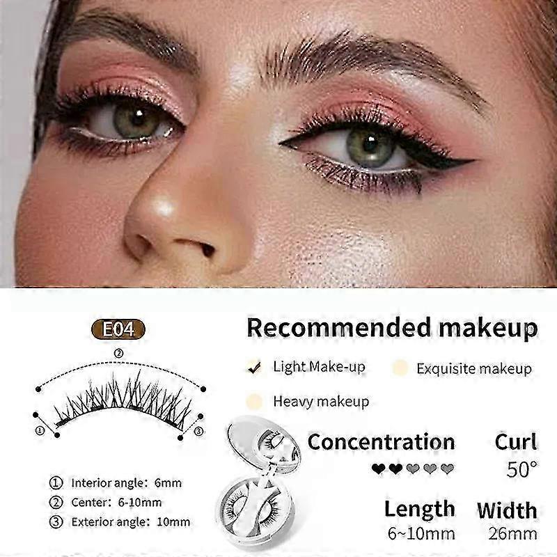 Brown Magnetic False Eyelashes Natural Soft Lightweight Makeup Set with Applicator One-Piece Box Easy to Carry Tool
