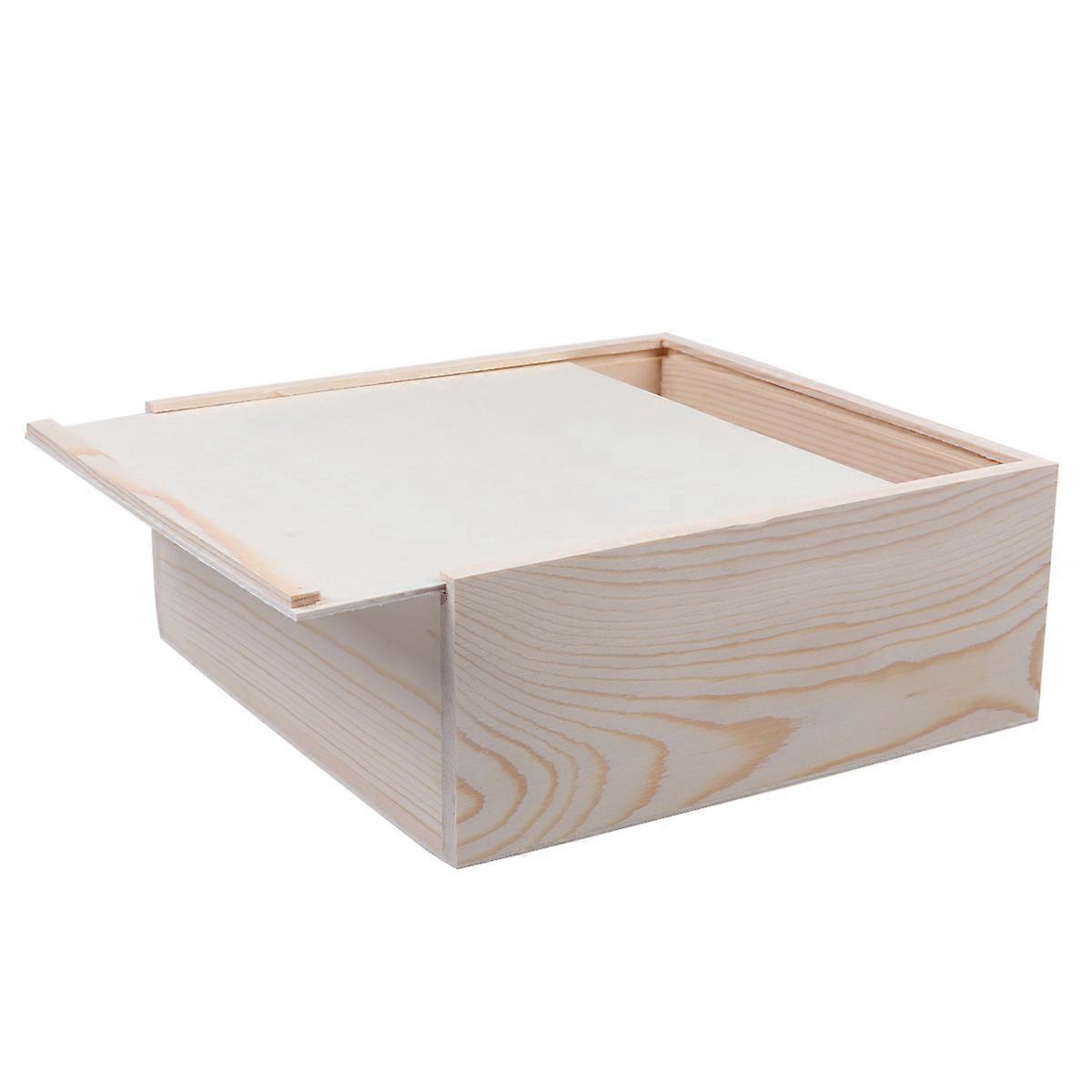 Unfinished Rectangle Wooden present Box for Valentine's Day 19.6x19.6x7.6cm Bamboo Square Shape 1Set