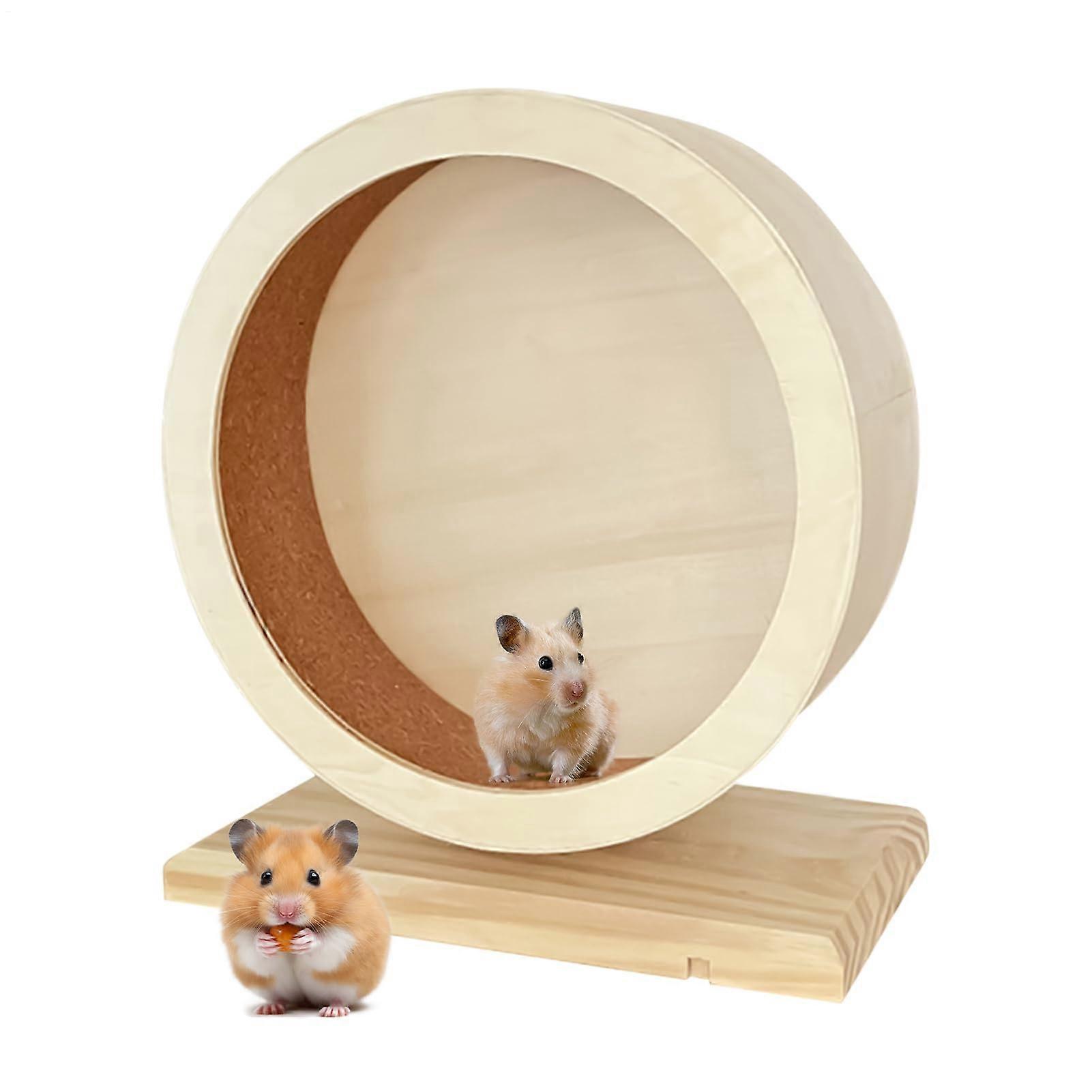 Hamster Wheel Wooden Quiet With Stand Medium Size For Small Pets Like Mice And Chinchillas