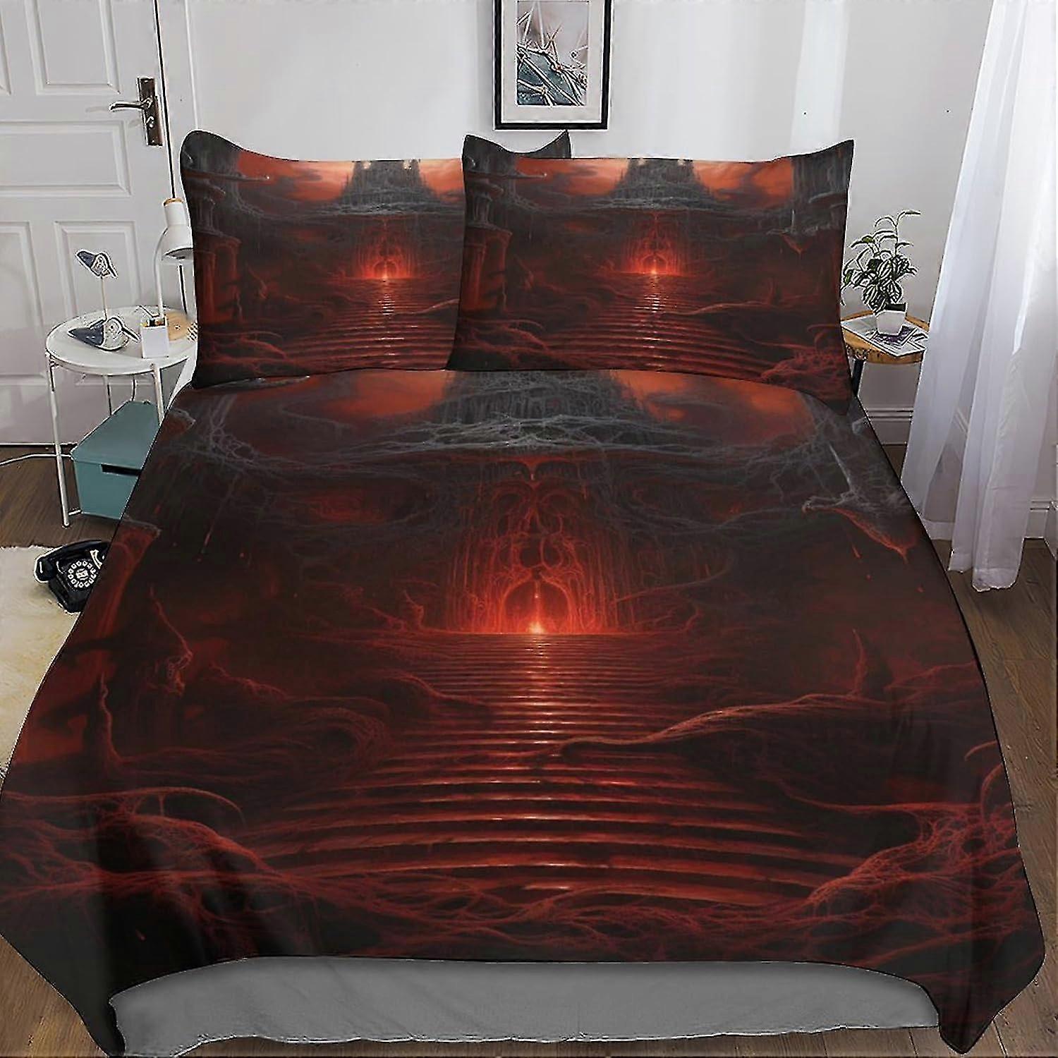 3D Printed Duvet Cover Set with Pillow Cases for Kids and Adults - Scary Architecture Quilt Cover 3 Piece Set