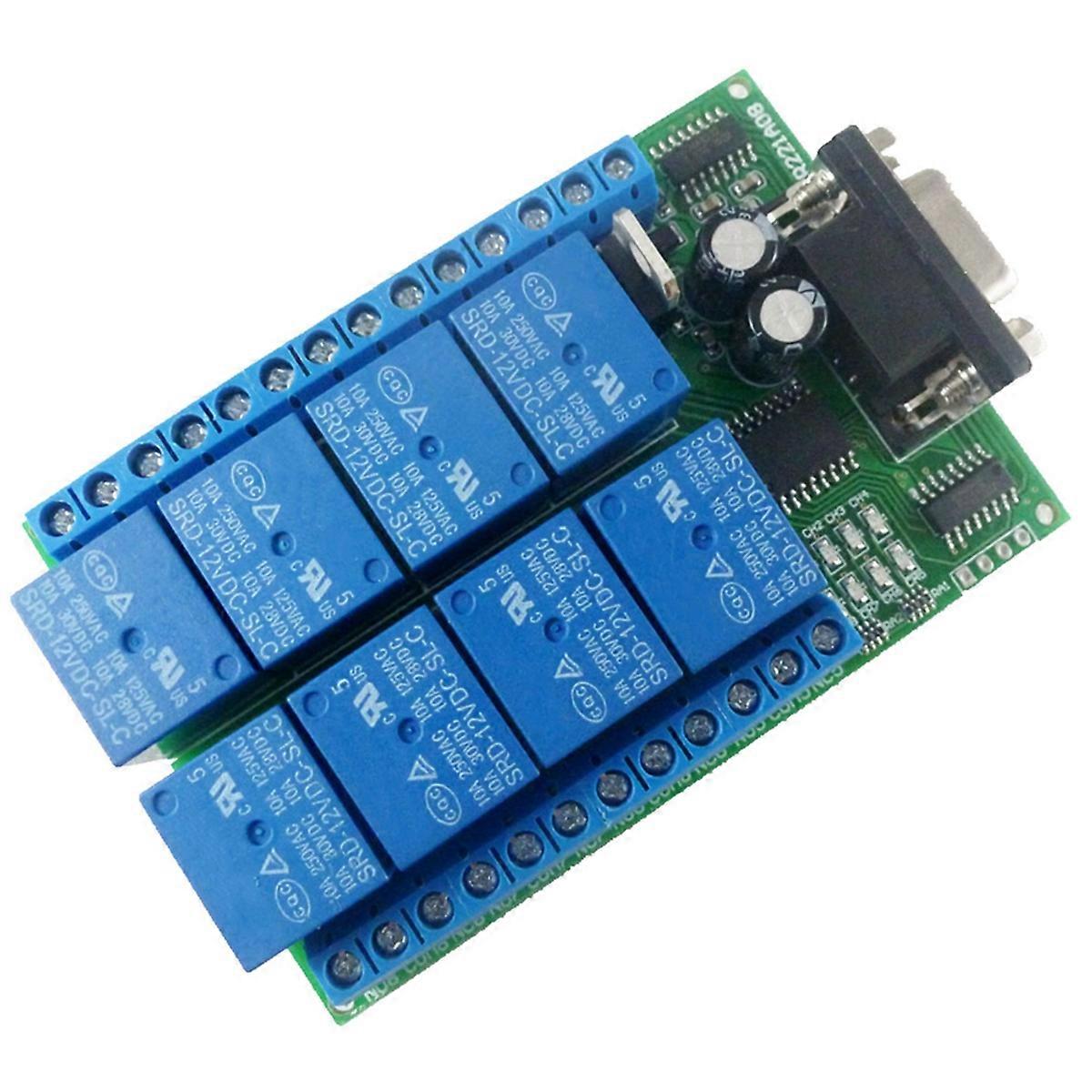 DC 12V 8 CH RS232 Relay Board PC USB UART DB9 Remote Control Switch for PLC Smart Home Garage Door Car Alarm Farm Motor
