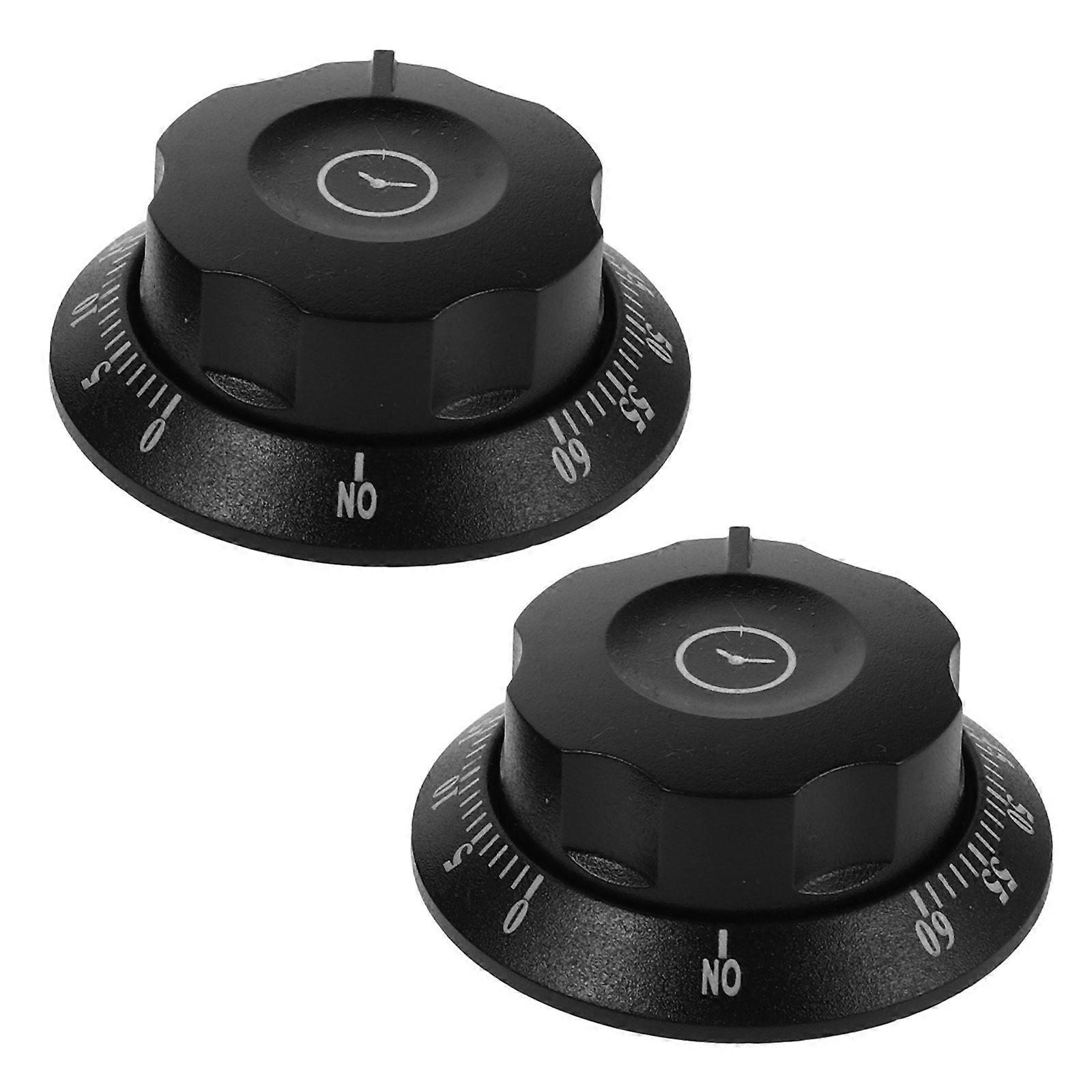 Kitchen Timer Switch Knob Timer For Cooking And Steaming Black 2Pcs