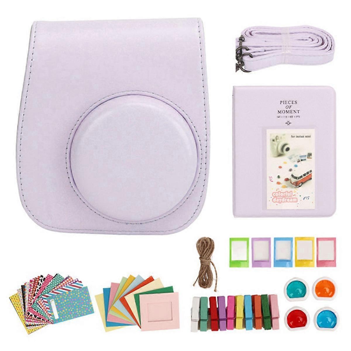 Instant Camera Protective Bag PU Case for Mini 12 with Album Filters Colorful Frames Stickers