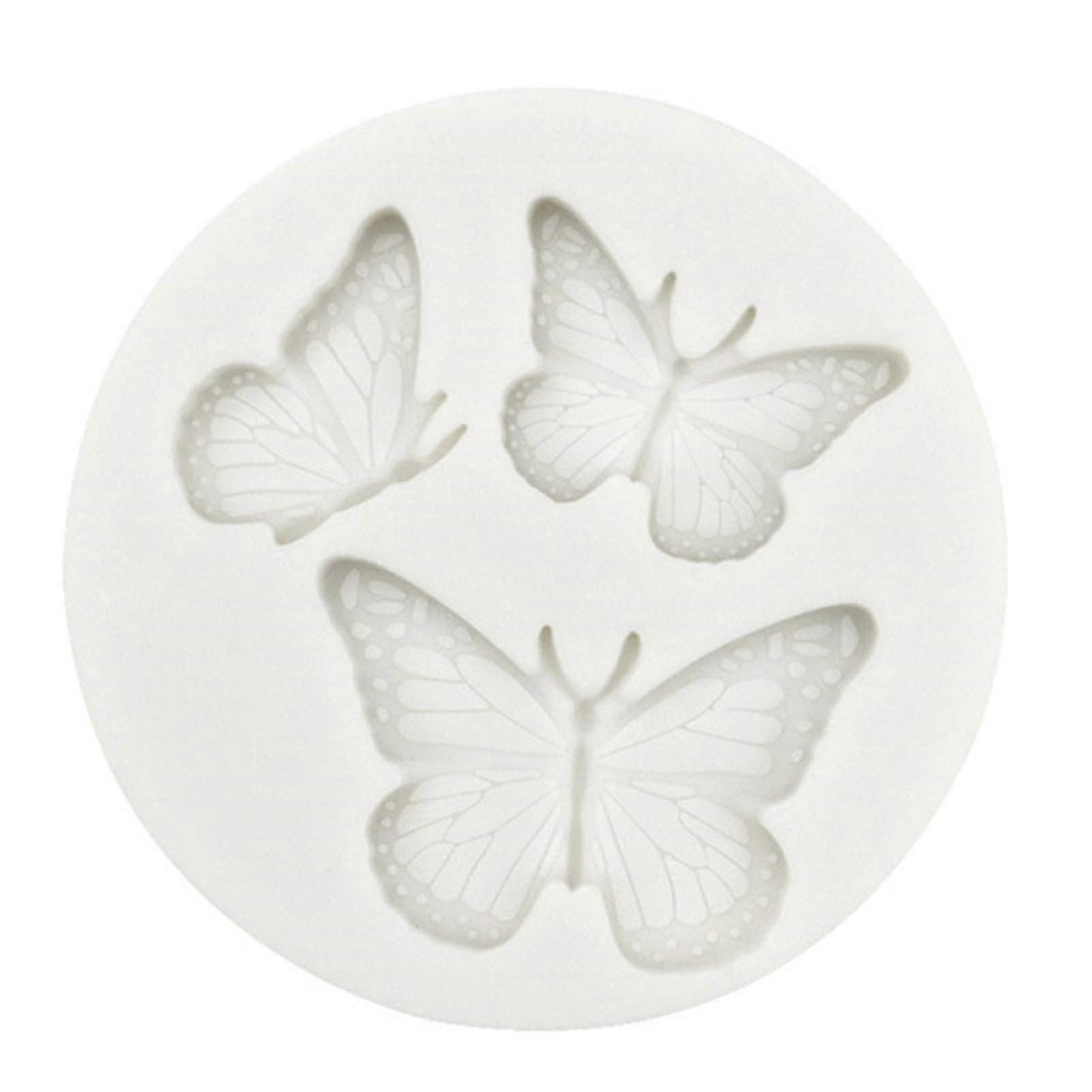 Farfi Silikonform Schnelle Entformung Lebensmittelqualität Antihaftbeschichtet Einfach zu reinigen Wiederverwendbare Mehrzweck 3 Hohlraum Schmetterling Form Kuchenform für Bäckerei