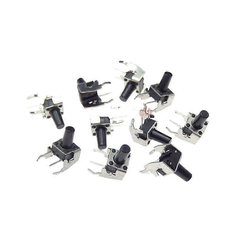 20PCS 6X6X10H 6 * 6 * 10mm 4Pin Touch Button Switch SelfReset 90 Degrees Side Insert with Bracket