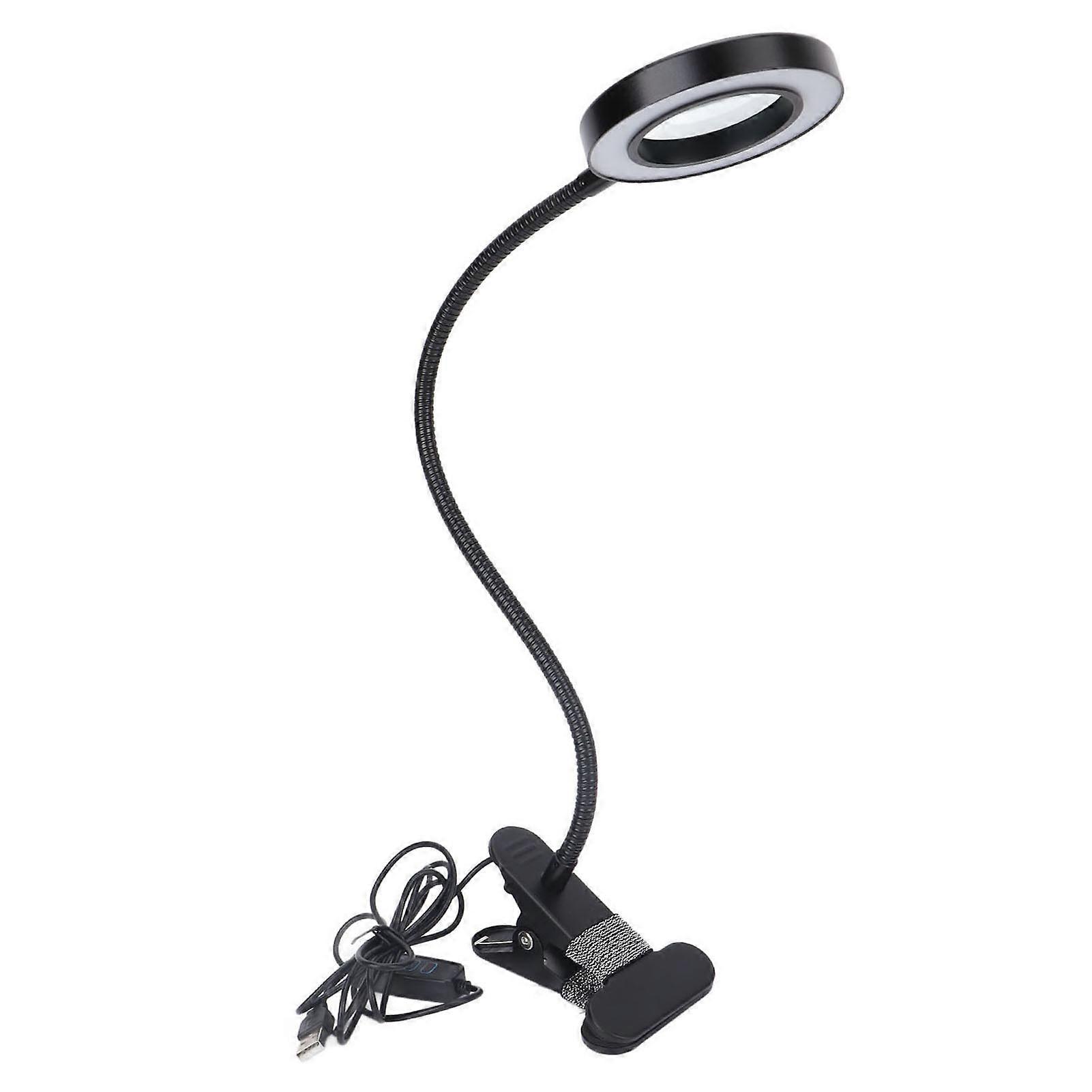 USB Desk Reading Lamp 3 Color Temperature 10 Gears Tattoo LED Light Lamp with Magnifying Glass