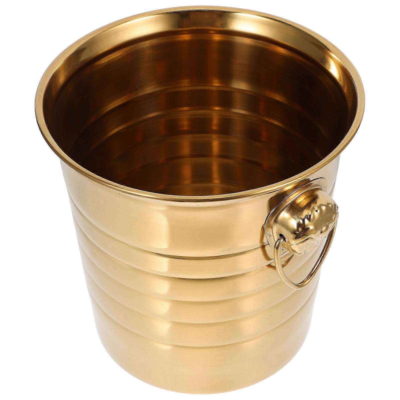 Golden Stainless Steel Bar Ice Bucket for Reliable Cooling in Modern Dining Room or Bar Use 5L