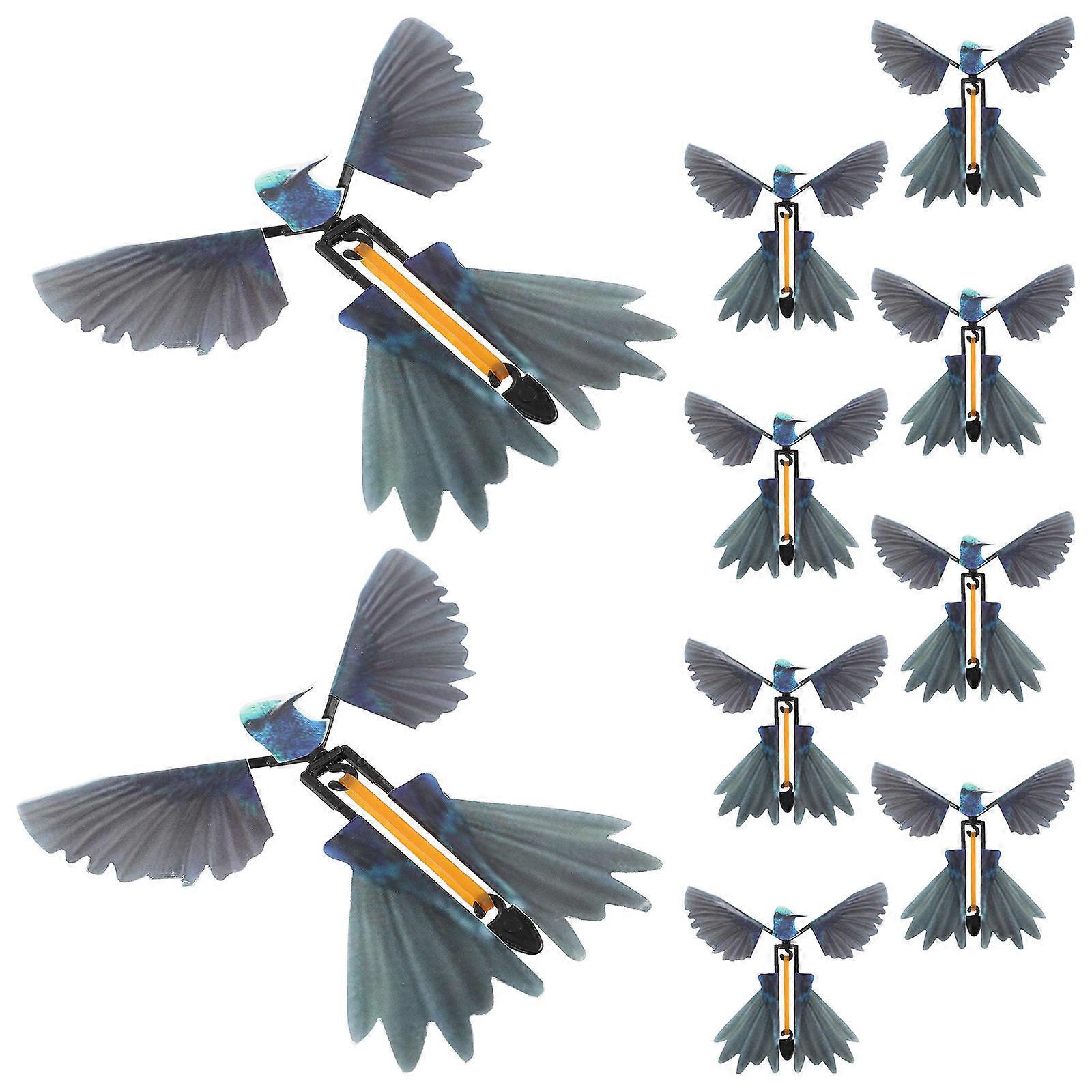 Rubber Band Powered Flying Toy Hummingbird Funny Party Prop Blue 12.00X11.50X0.10CM 10Pcs