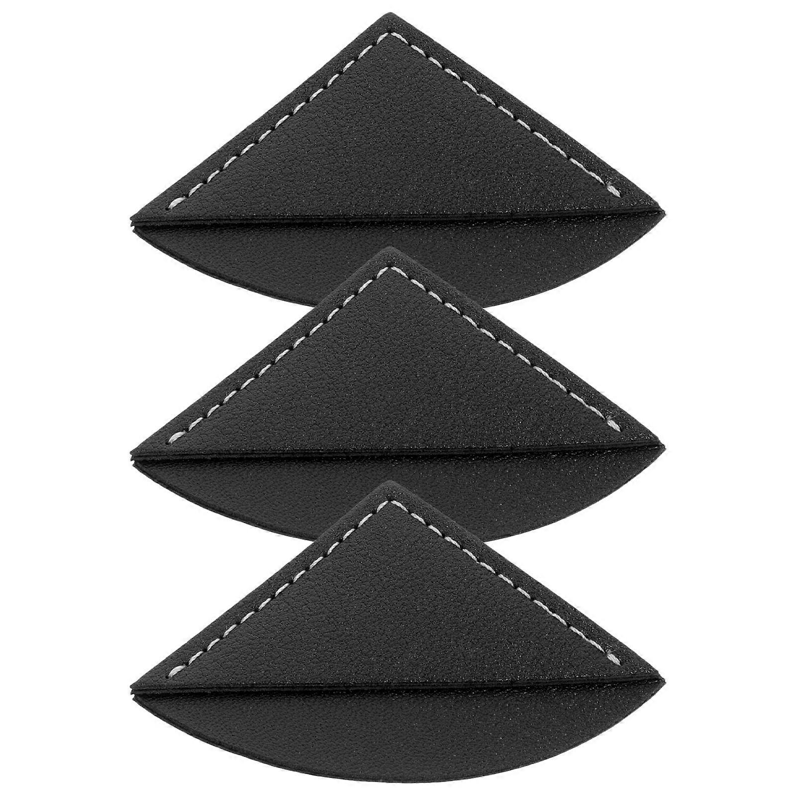 Book Marks For Reading Men Pu Corner Bookmark Triangular Fan Shape Black 3Pcs