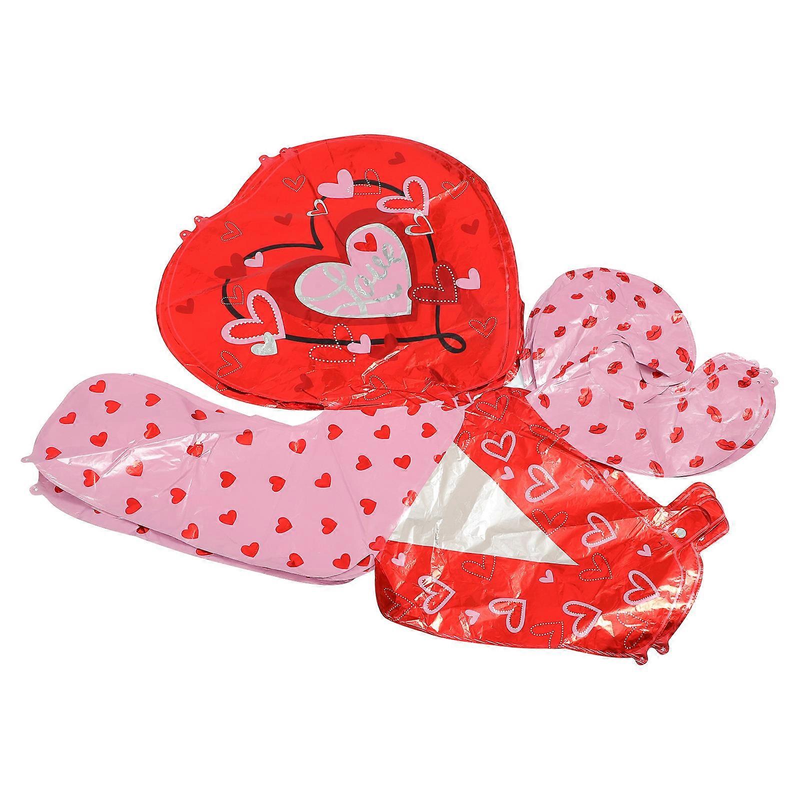 Confession Balloons Set of 5 Romantic Heart Pattern for Decor Use Assorted Color