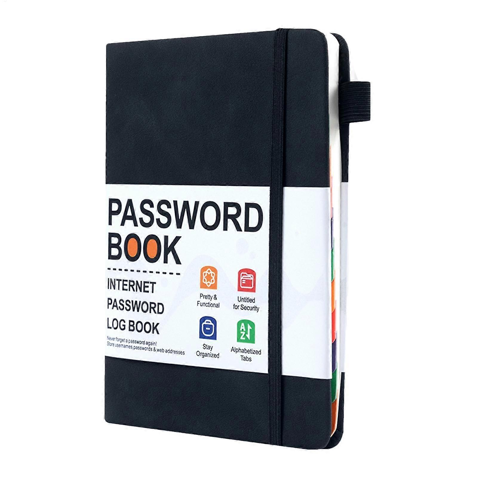 Password Book, Website Password Organizer with Alphabetical Tabs, Black