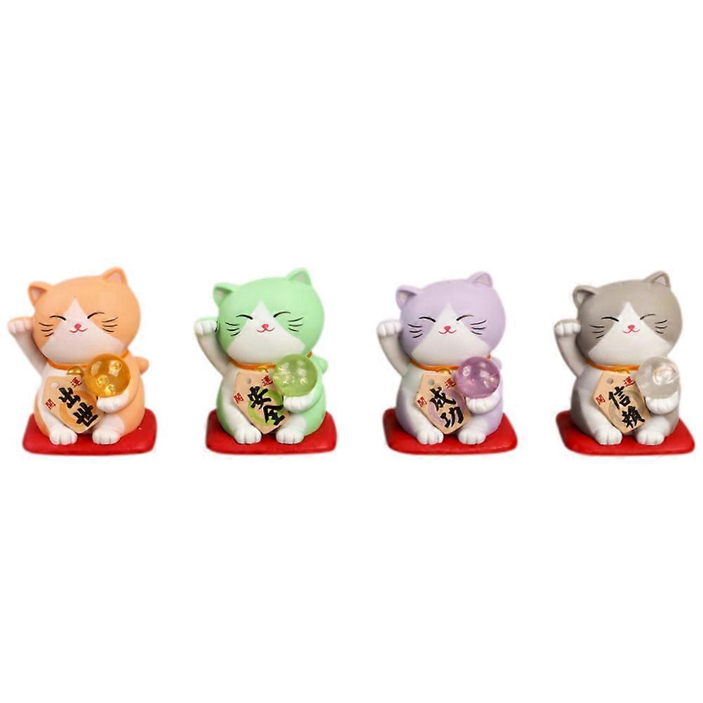 6 Piece Mixed Color Creative Cat Ornament Set – Cartoon Cat Models for Home, Office & Car Decoration – Feng Shui Figurines Display
