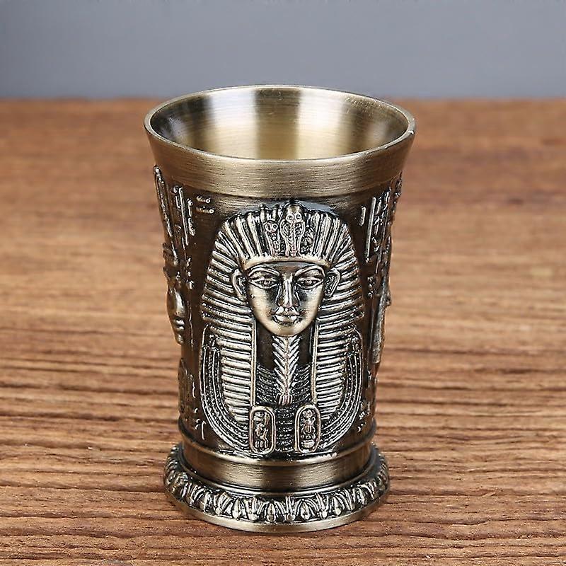 Stylish Metal Cocktail Mug with Carved Ancient Egyptian Pattern for Liqueur (Bronze)