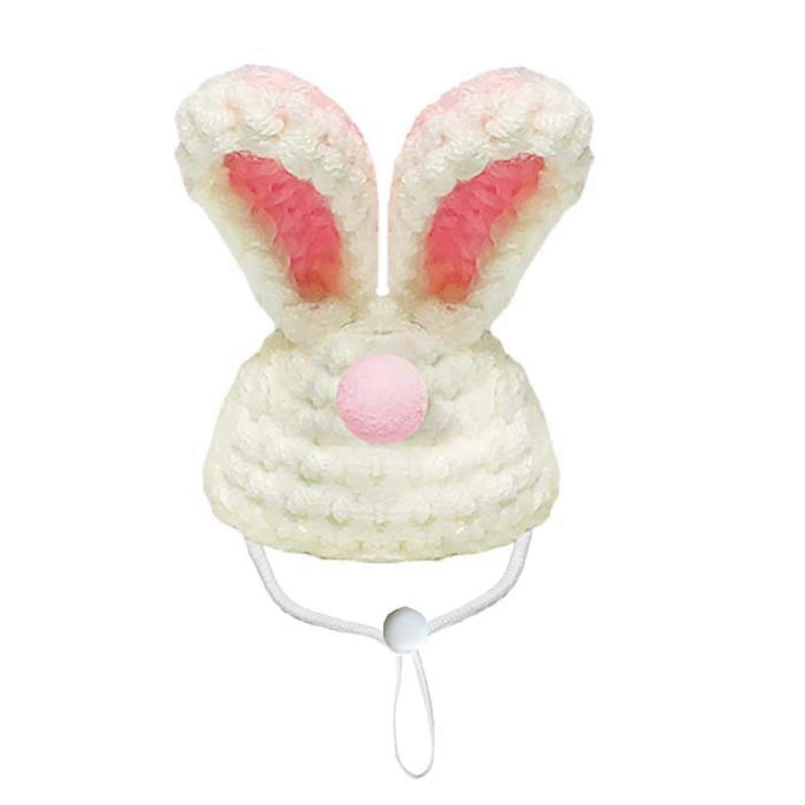 Handknitted pet hat for small animals, tiny hamster hat for parrots, snakes, pig head in white Ref: 7353