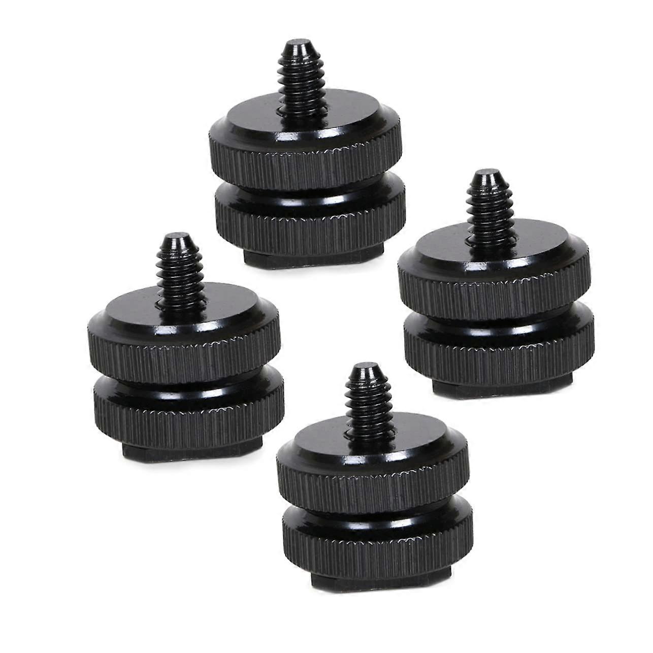 Pack of 4 Hot Shoe to 1/4 Camera Mount Adapters for Tripod Stand Black