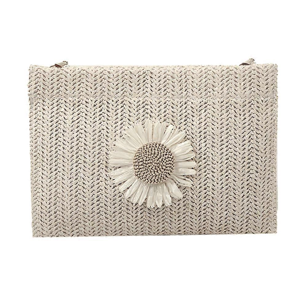 White Straw Woven Crossbody Bag for Women – Small Square Handbag with Unique Design, Versatile for Festivals & Daily Use