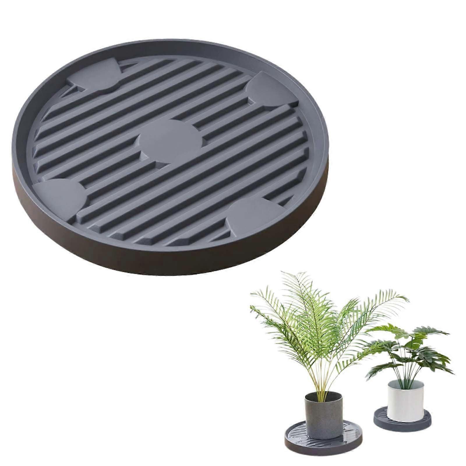 Rolling Plant Stand, Round Rolling Board Plants, Saucer with Wheels (Grey)