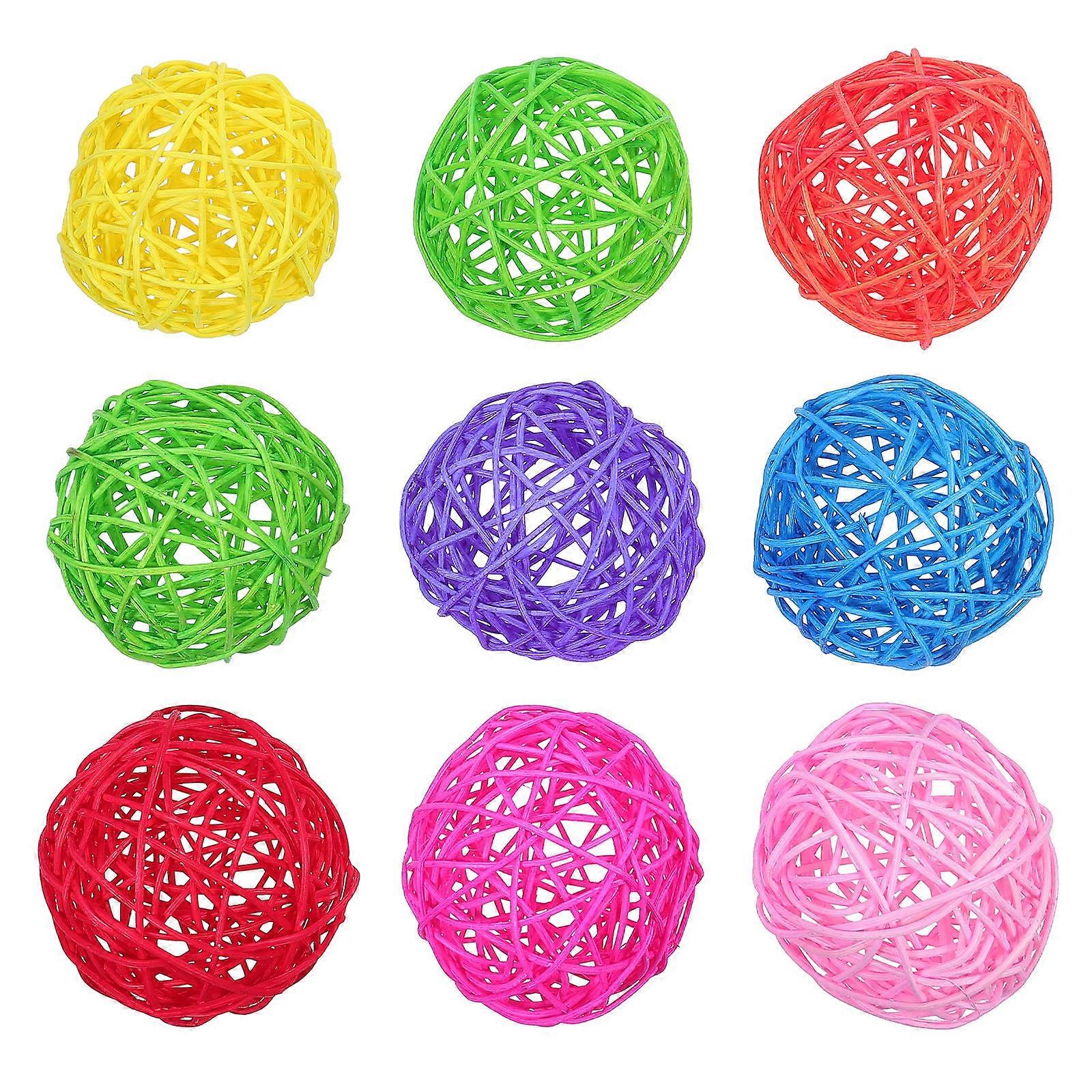 Colorful Retro Rattan Wicker Decorations Set for Wedding, Party, Bridal, and Dining Room Table Decorations – 9pcs Ornament Set