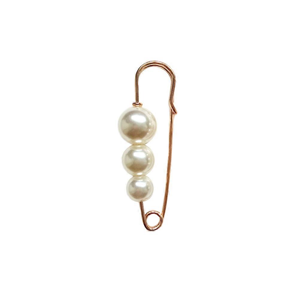 3pcs Fashion Women Jewelry Pearl White Bead Brooch Safety Clips for Sweater Shawl