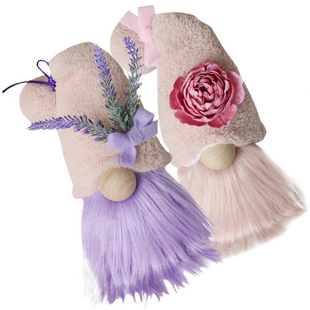 Plush Gnome Decor with Artificial Plant for Home Desk Table Assorted Color 2pcs