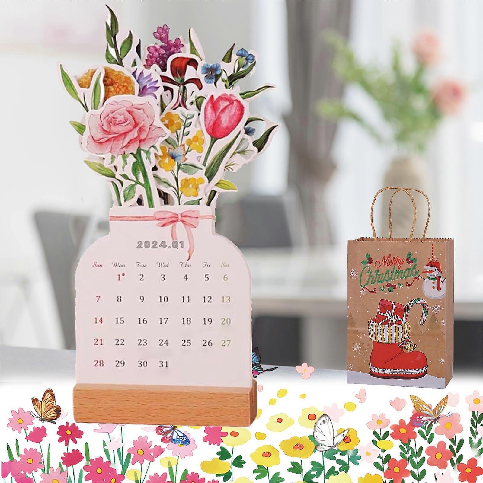 Bloomylog   Bloomy Flower Calendar, Mini Creative Removable Vase Shaped Planner