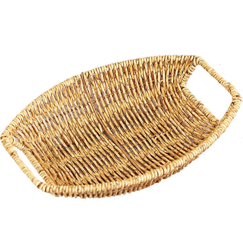 Handmade Basket for Snack Storage and Home Organization Lightweight PP Material Light Brown 12.5x8x6 inches