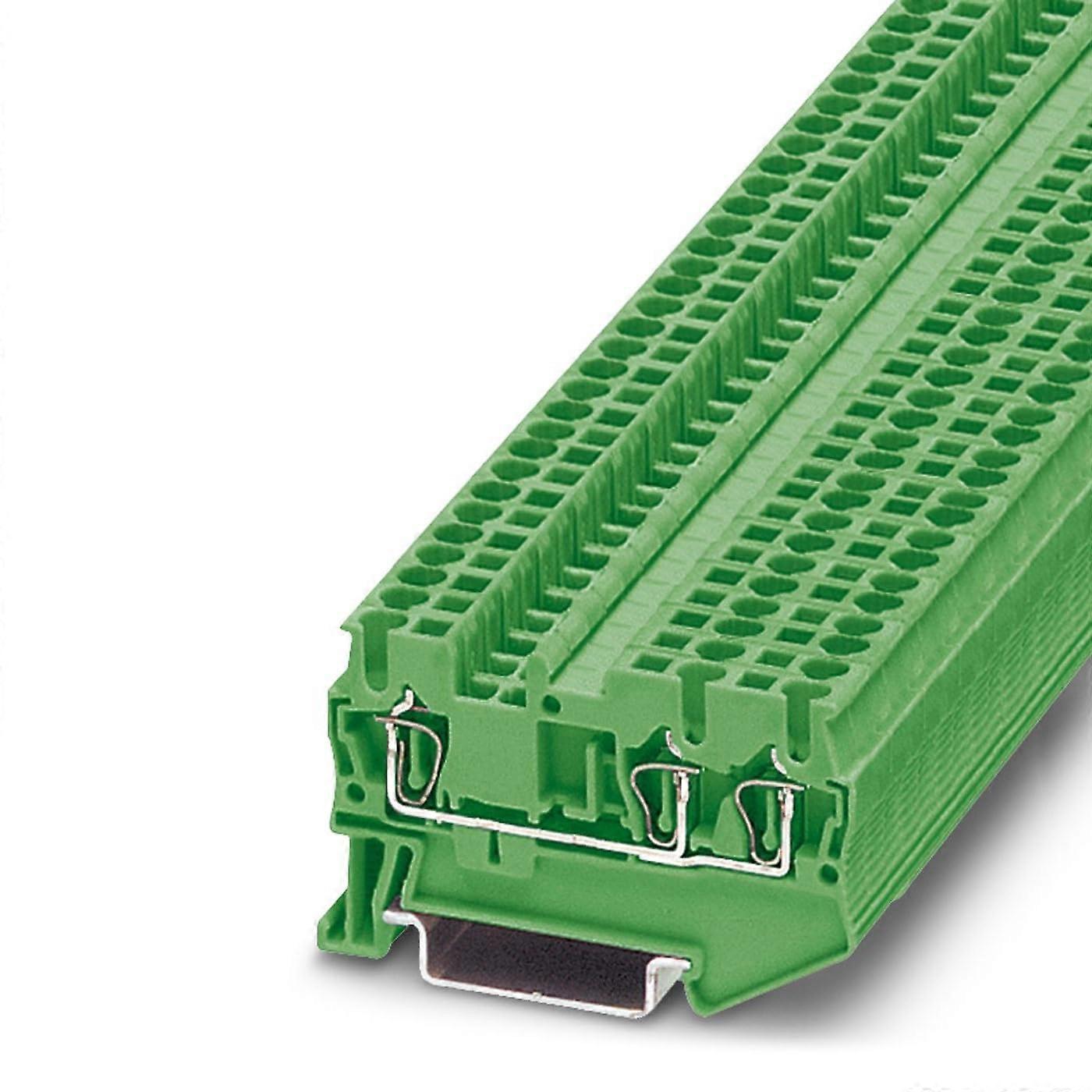 ST 2.5TWIN GN FeedThrough Terminal, 2.5mm Nominal Cross Section, 3 Connections, Green (Pack of 50)