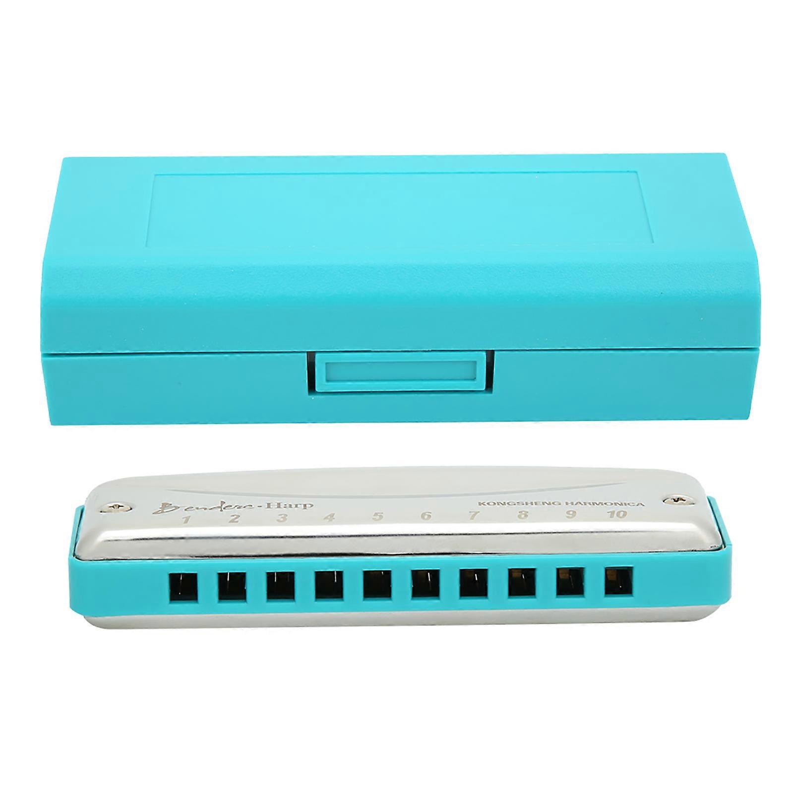 Blues Harmonica 10-Hole Mouthorgan Ab Key Portable Wind Instrument High Gloss Waterproof