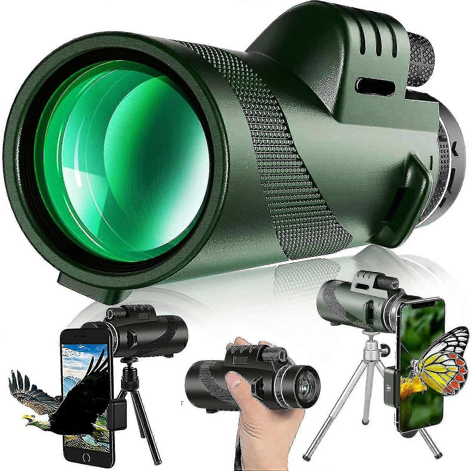 80x100 High Monocular Telescope,compact Portable High Definition Monocular For Adults With Low Visiogreen SZRH A-W