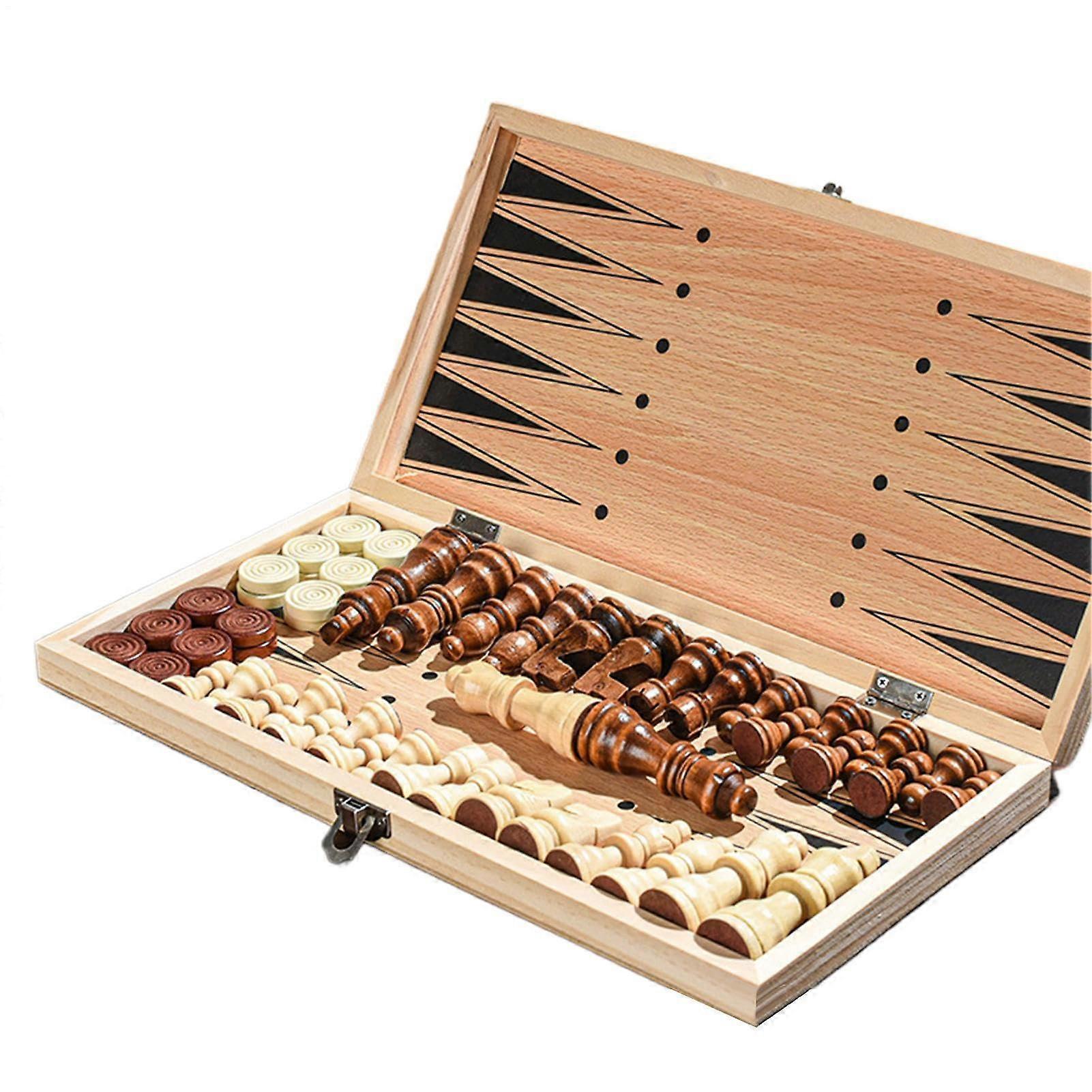 Folding Chess Set Foldable Wooden Chess Board Portable Strategy Game for Beginners, Competitive Training, and Family Entertainment