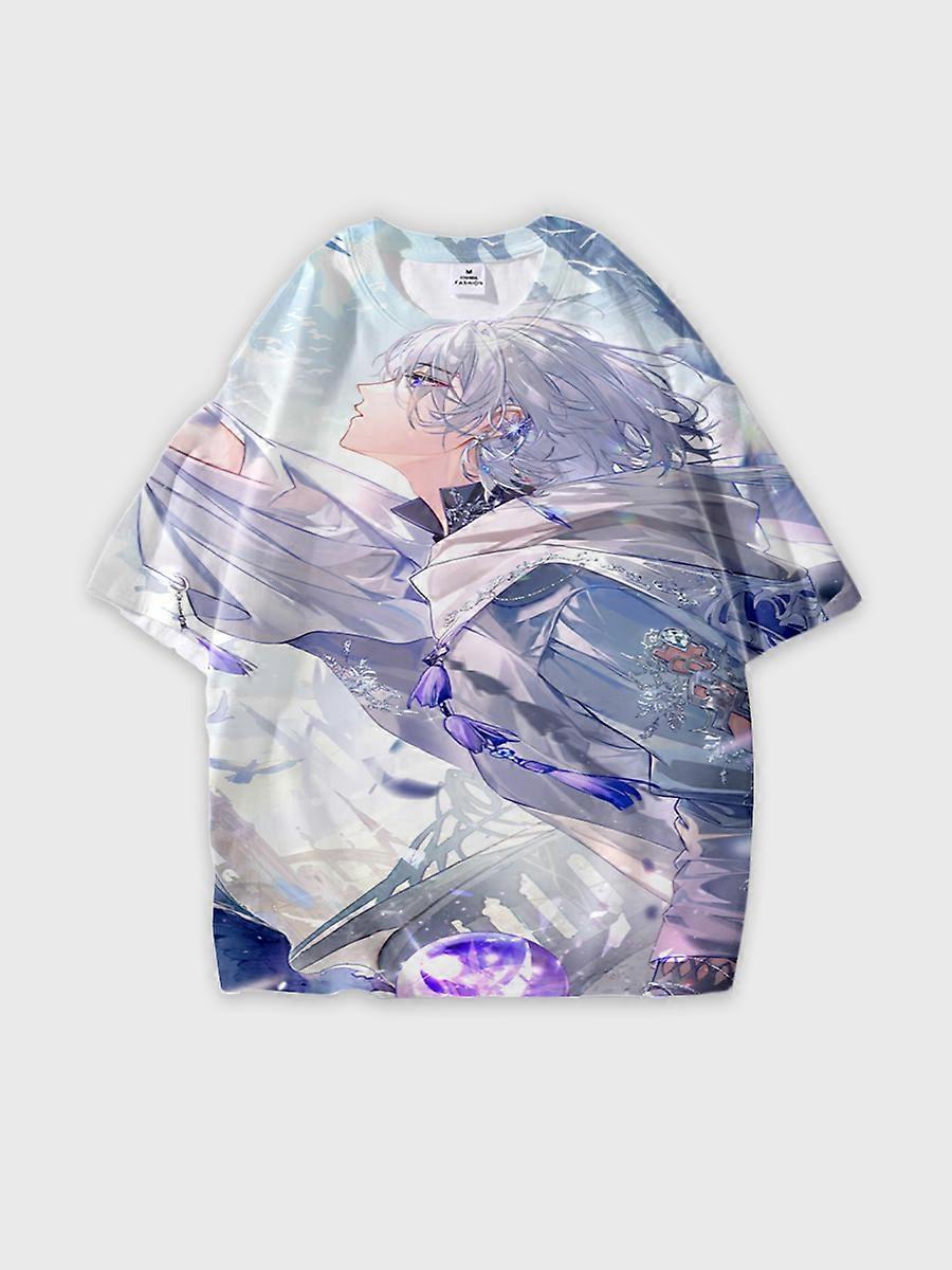 T-shirt round neck Animation Character Pattern loose short sleeve E3648