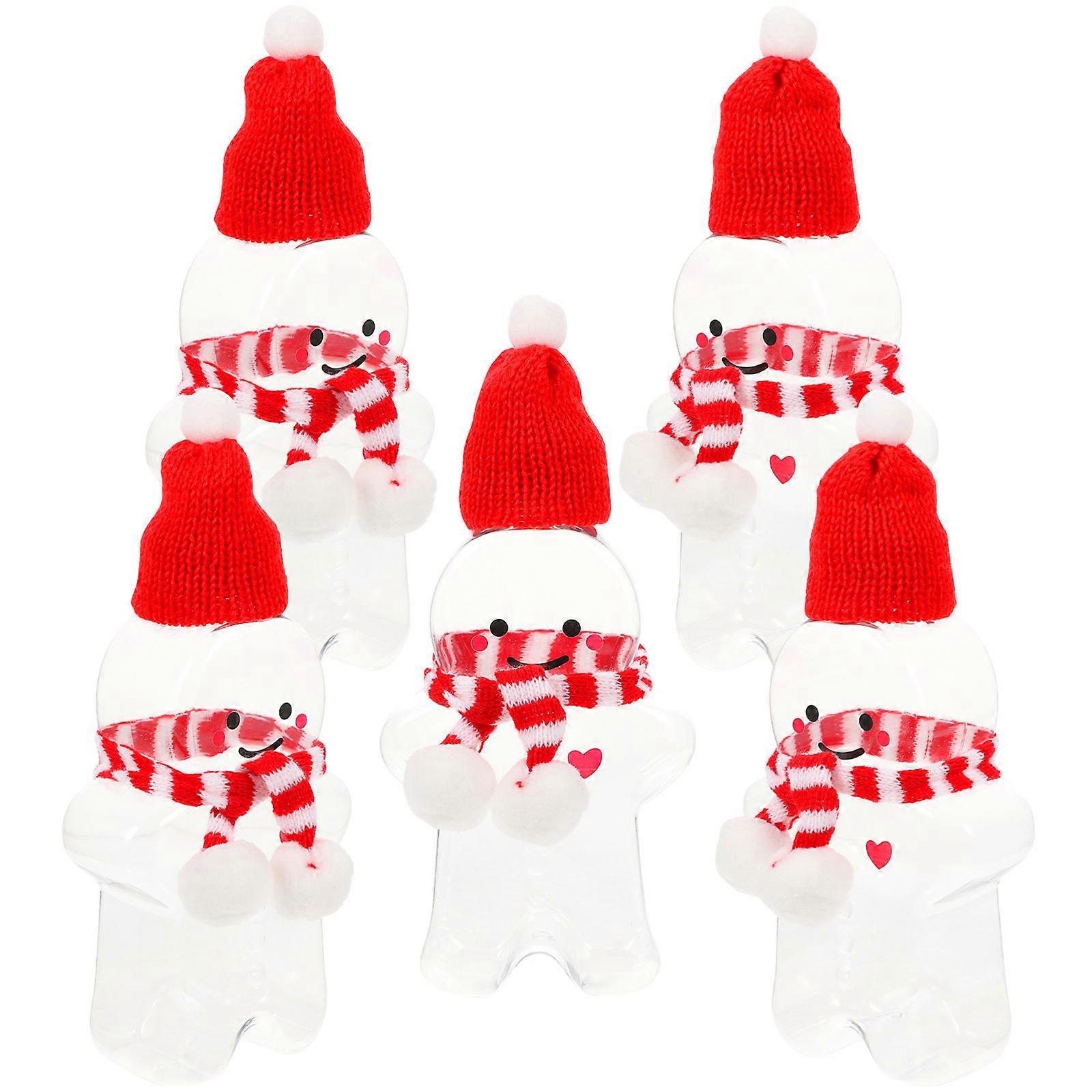 5 Sets Christmas Gingerbread Man Bottles Biscuit Candy Jars Creative Empty Bottles Kit
