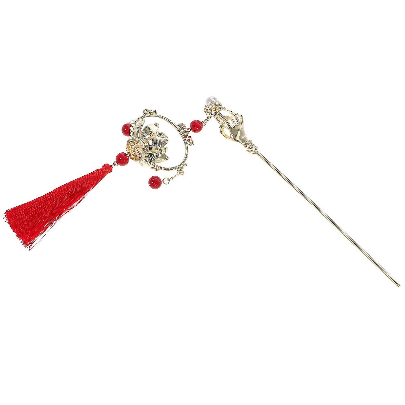 Elegant Alloy Hair Stick for Buns with Golden Tassels for Decoration and Styling Accessories