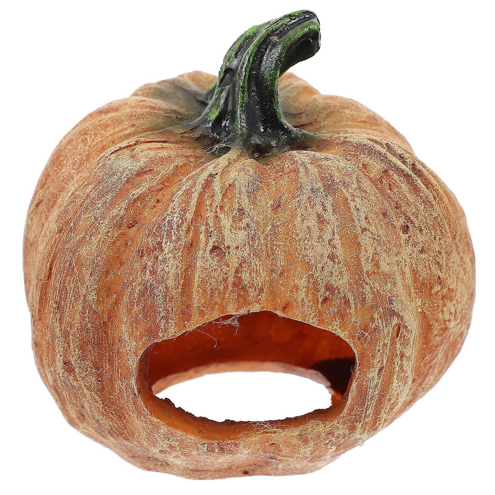 Pumpkin Shaped Reptile Hideout Cave Decor for Turtles, Frogs, and Lizards – Lightweight and Safe Terrarium Accessory for Hiding Places