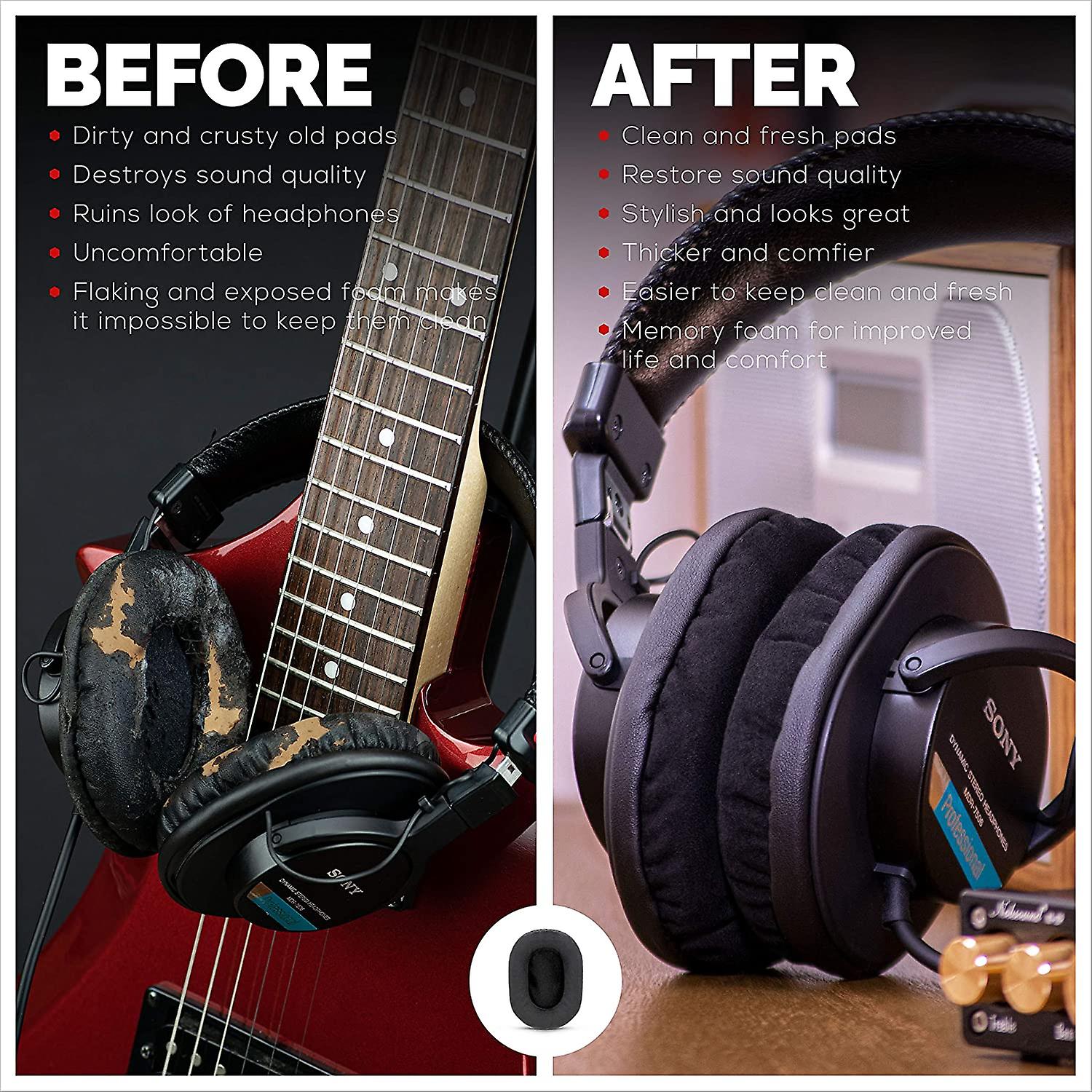 Micro Suede Earpads for Sony MDR 7506 V6 CD900ST Micro Suede Black