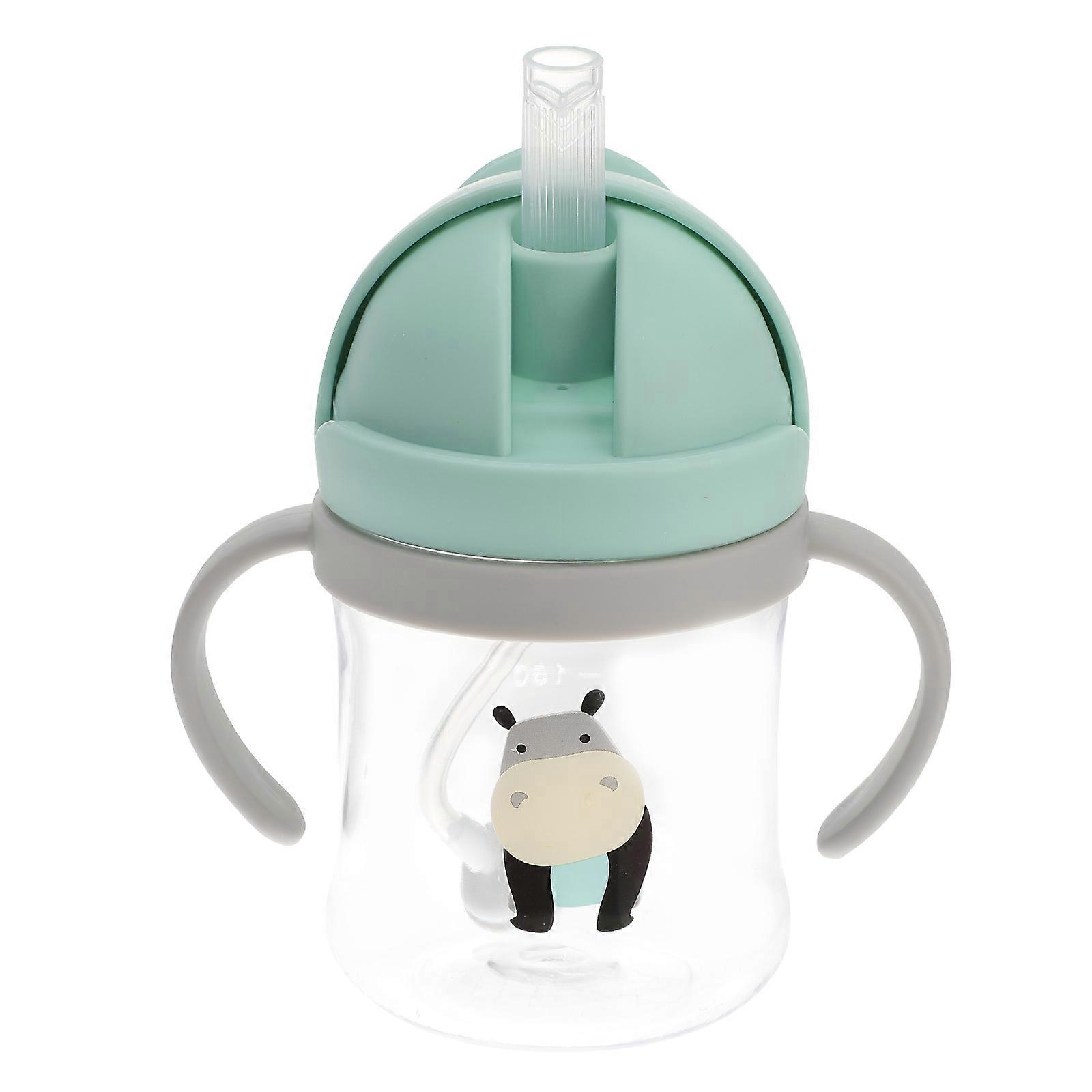 PPSU Baby Cup with Silicone Straw and Handles Leak Proof for Easy Drinking Green 6 oz
