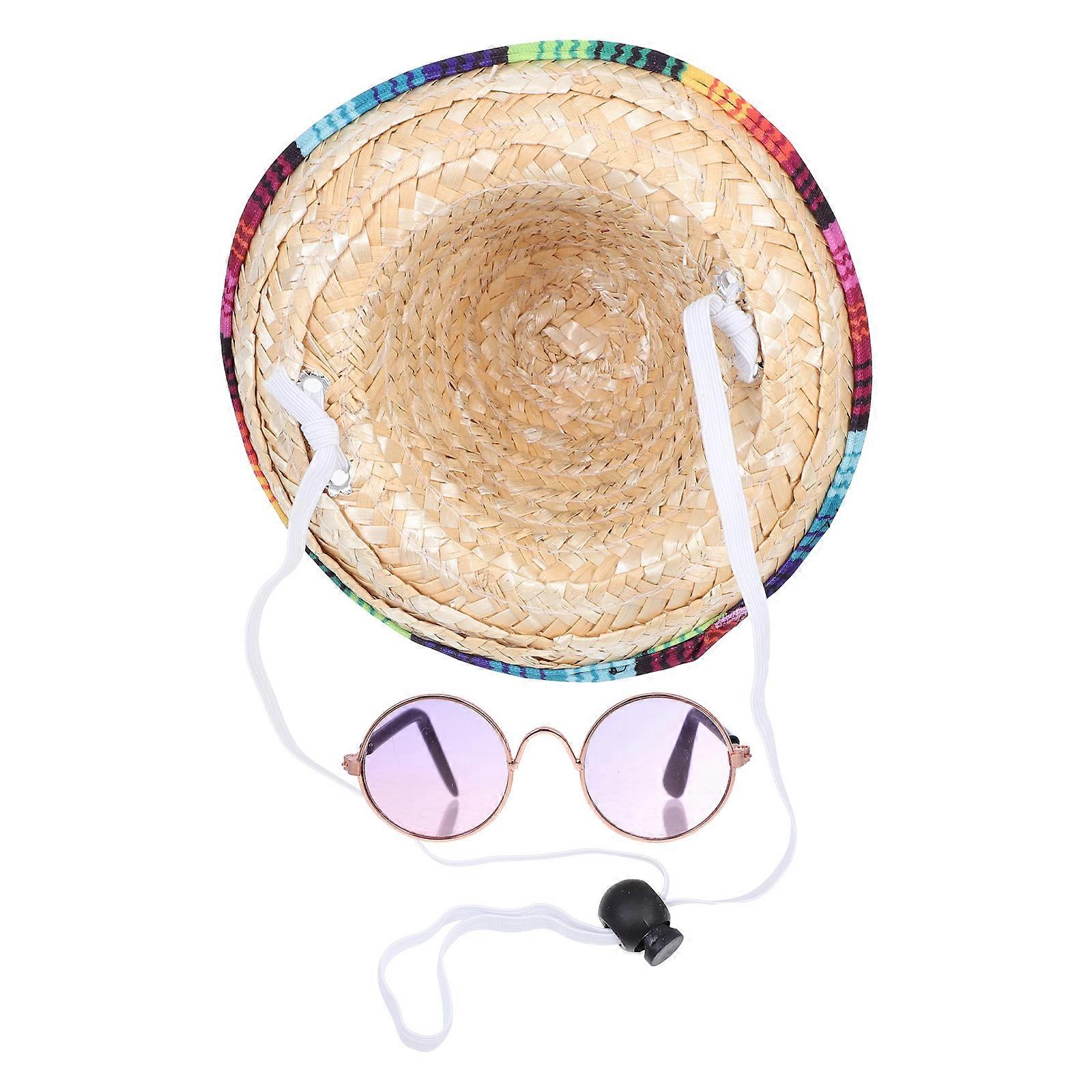 Mexican Style Pet Hat for Birthday Halloween Parties Synthetic Material One Size Fits