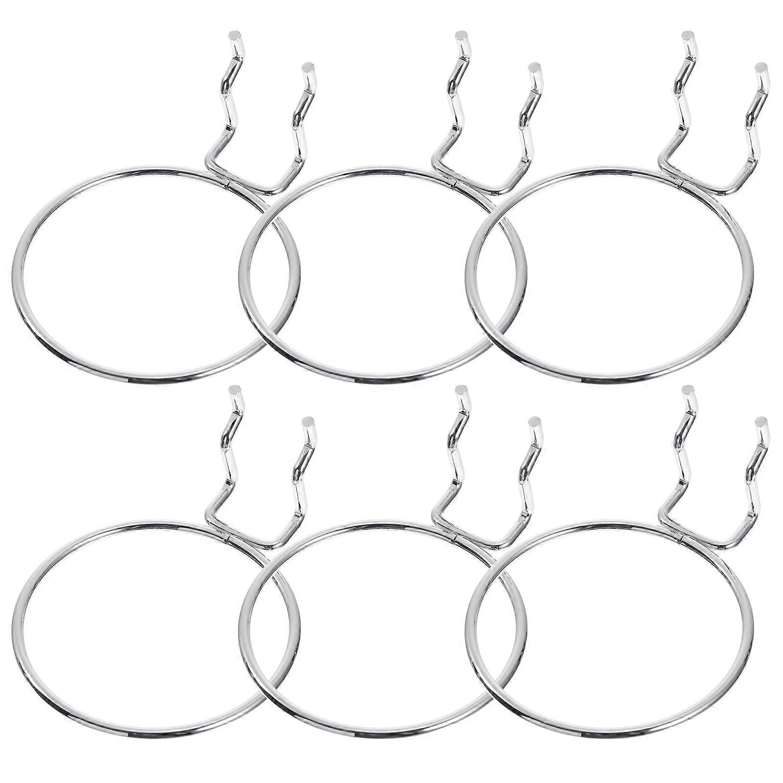 Metal Hooks 6Pcs Supermarket Shelf Hooks Round Display Hooks Silver Space-saving Organization