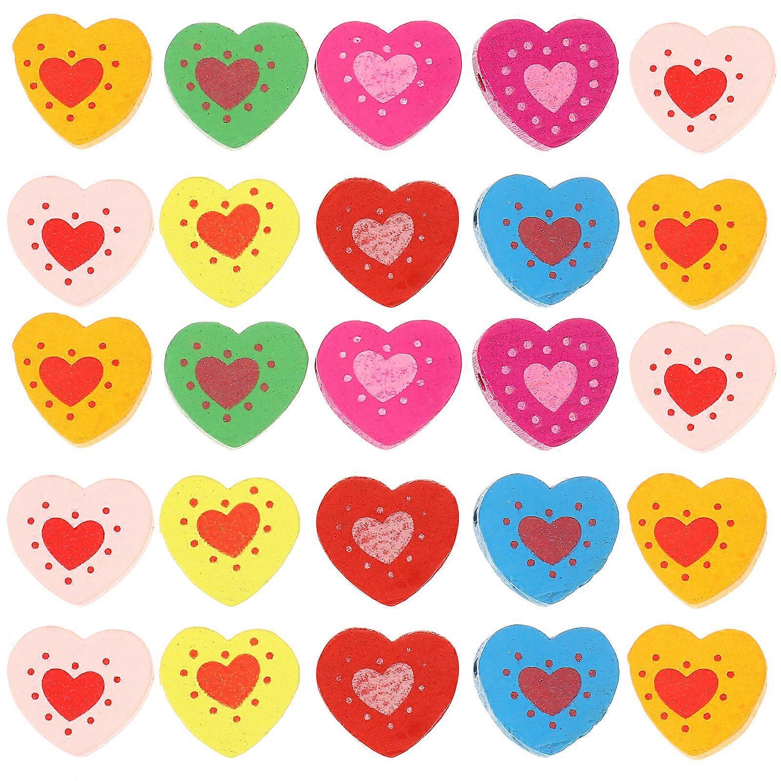 Heart Shaped Beads for DIY Jewelry Making Assorted Color Synthetic Material 50pcs