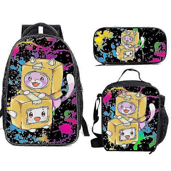 Rl Lankybox Print School Bag Student Backpack Three-Piece Backpack