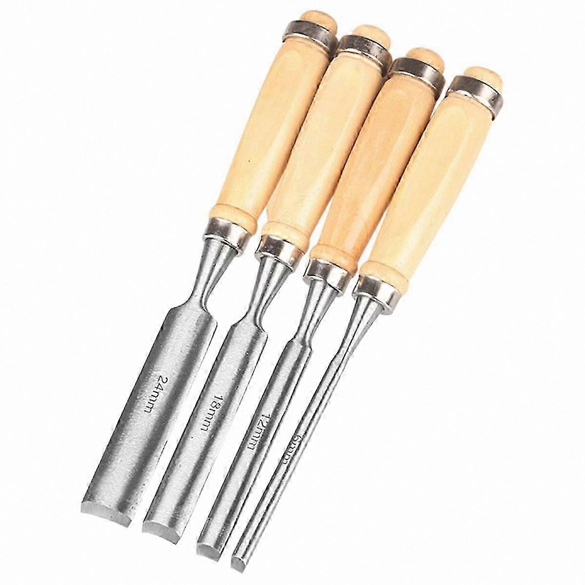 Woodworking Chisel Set with 4 Pieces, Round and Curved Design for Carving and Sculpting Tools