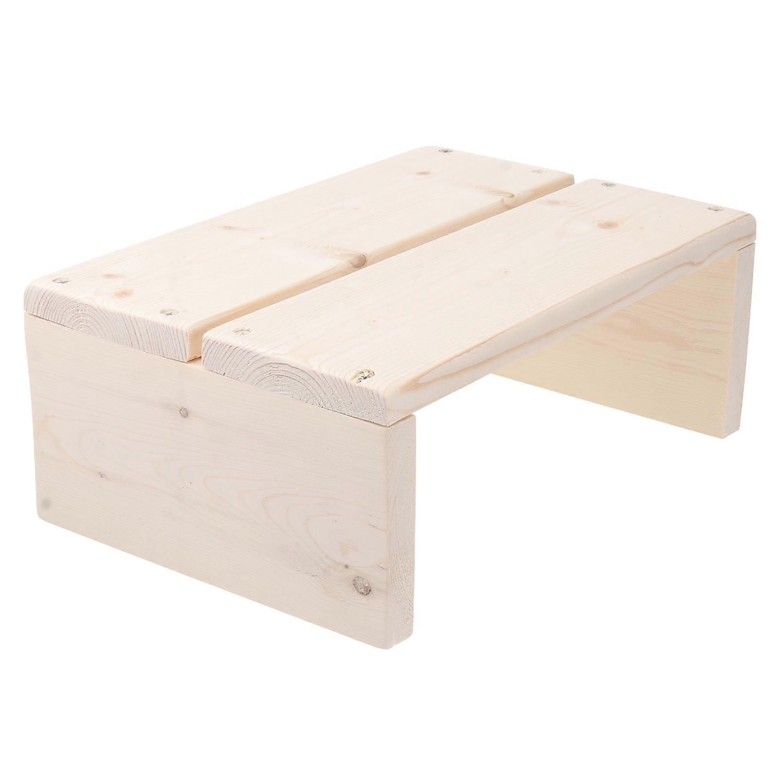 Bathroom High Base Plate Wooden Stool Offering Stability 1Pcs