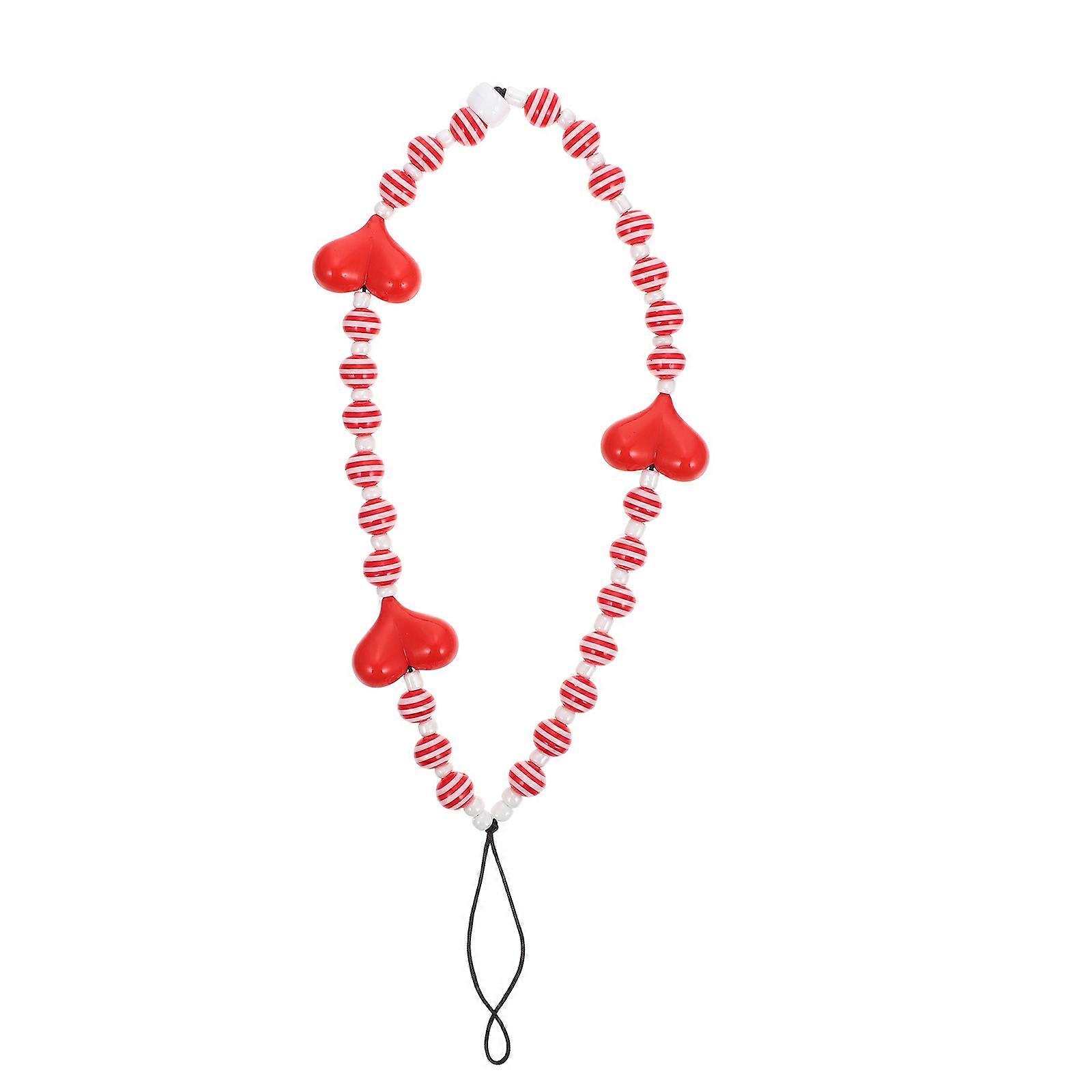 Red Phone Lanyard with Polymer Clay and Acrylic Design for Fashionable Phone Use 4.5 Inches