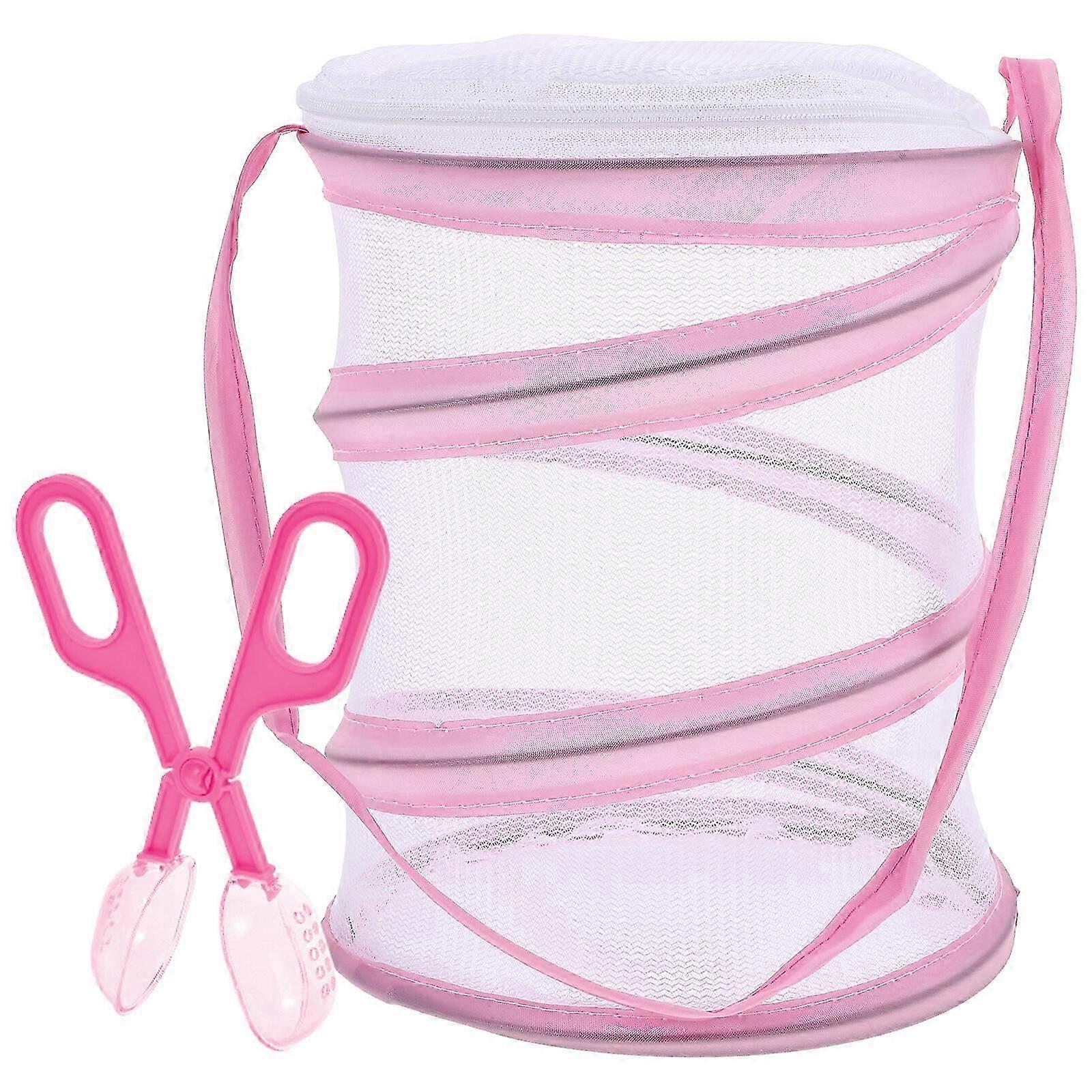 1 Set Butterfly Habitat Cage Collapsible Insect Mesh Cage Tong Set Mesh Butterfly Habitat Cage with Zipper