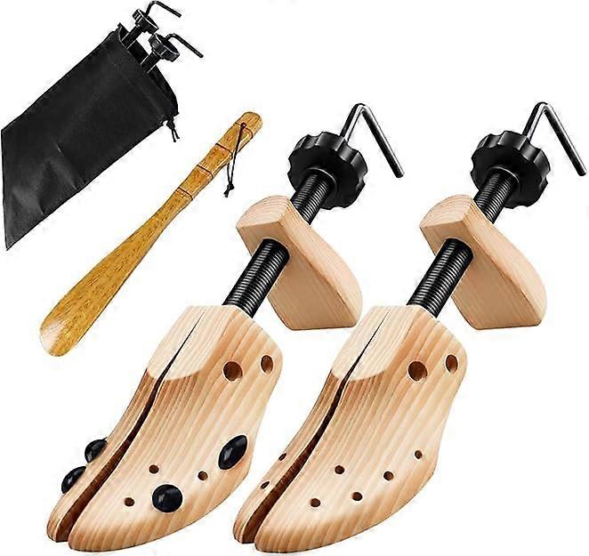Wooden shoe stretcher with adjustable length and width, boots with extended shoe shaping frame, shoe width device suitable for men's and women's shoes