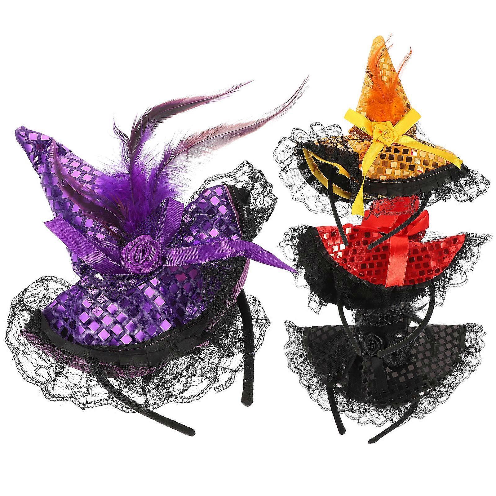 4Pcs Halloween Headbands In Assorted Color Designed For Children In Halloween Style For Dress Up Parties