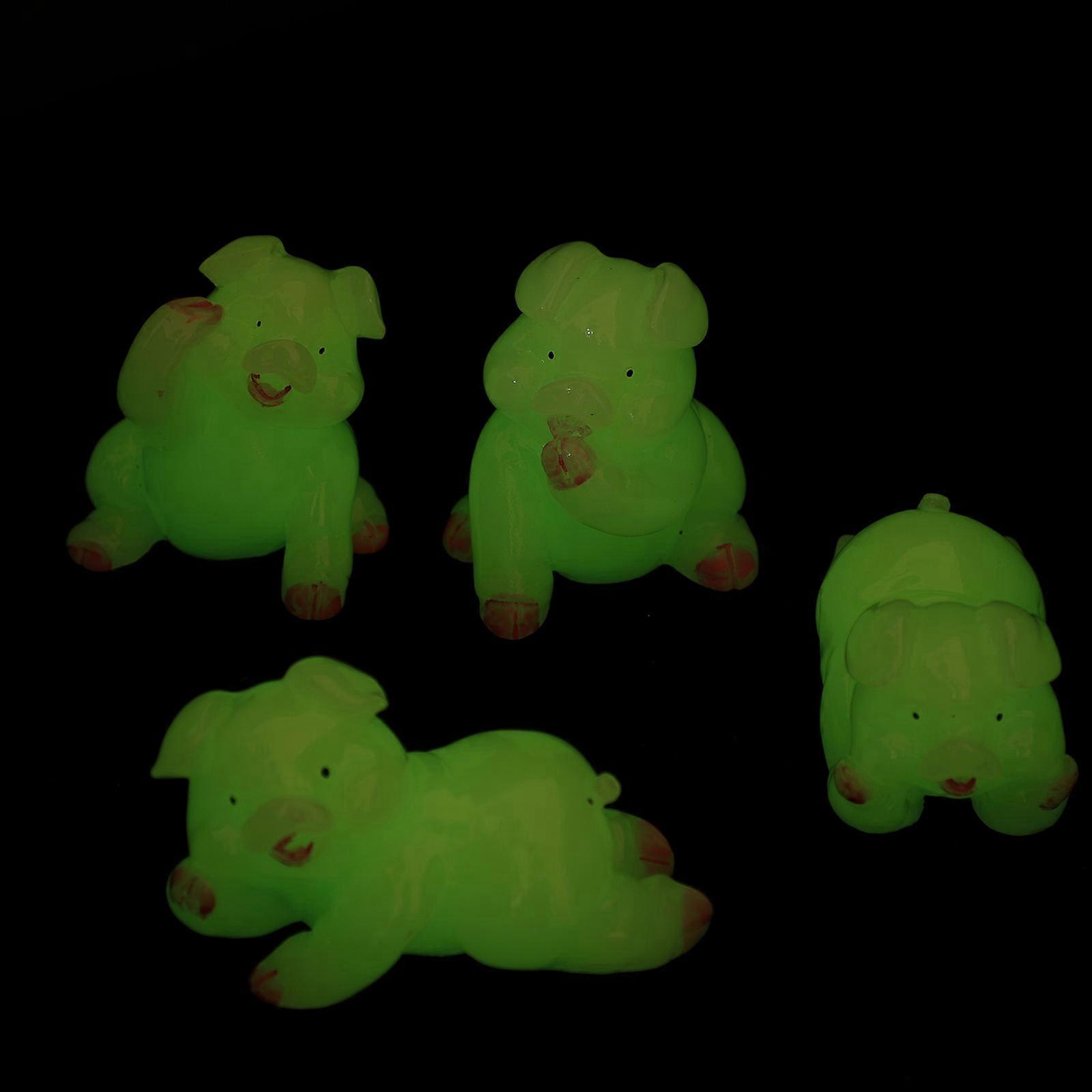 Resin Pig Model White Mini Ornament for Decor with Fine Details and Realistic Design 4 Pieces