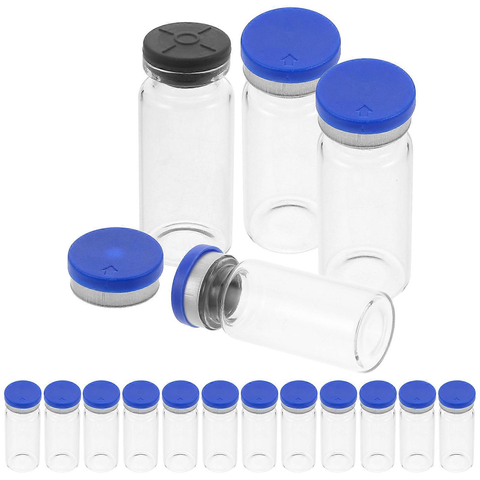 20pcs Clear Glass Vials with Caps Transparent Flat Bottom Bottles for Essential Oils, Liquid Storage, Leak Resistant and